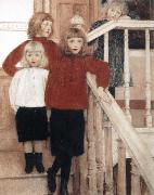 Fernand Khnopff Portrait of the Children of Louis Neve oil on canvas
